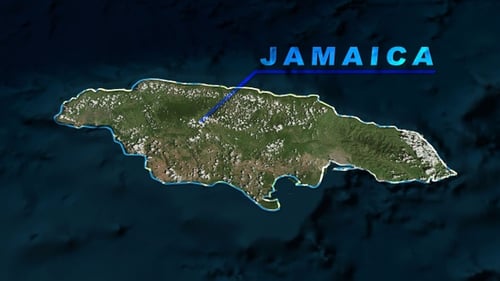 Global Map Satellite Zoom to Jamaica Location Reveal