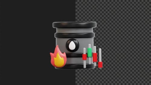 3D Oil Downturn Animation Transparent Background