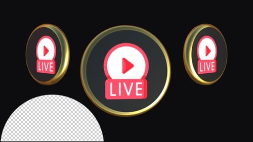 3D Rotating Live Stream Play Button Icon
