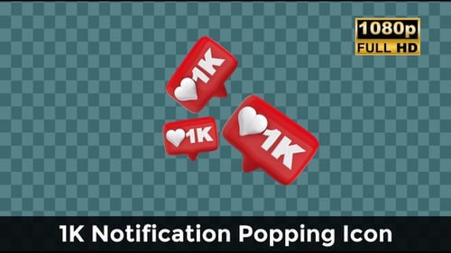 Popup-Symbol für 1K-Benachrichtigungen — Dynamische Grafik für soziale Netzwerke