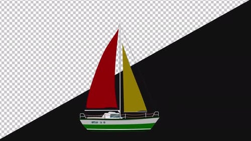 Bewegungsanimation eines Segelschiffs auf See | Alpha Channel