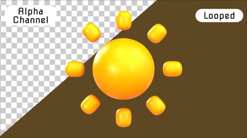 Modern Rotating Abstract 3D Sun Icon Element