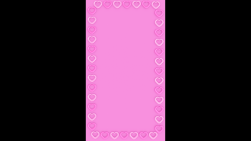 Vertical pink gradient glossy cartoon heart frame loop animation background
