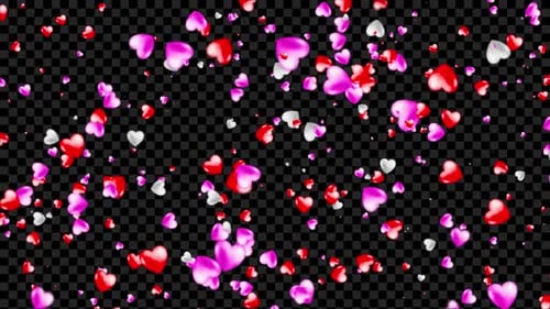 Romantic Falling Hearts Overlay with Alpha Channel