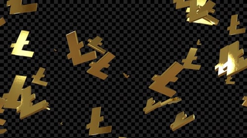 Le Litecoin, une cryptomonnaie 3D dorée, chute