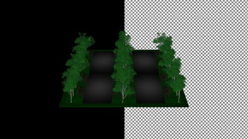 Nature Scene with Park Recreation Area, Alpha Channel, Looped Rotation, 3D Render, Exclusive