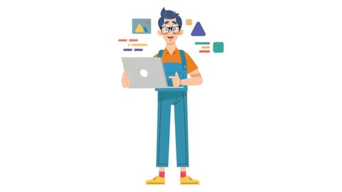 Animated Creative Person with Digital Design Elements