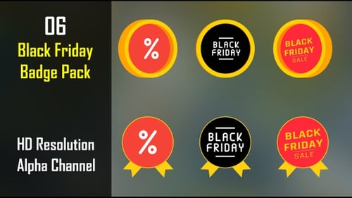 Animated Black Friday Sale and Discount Badges Pack