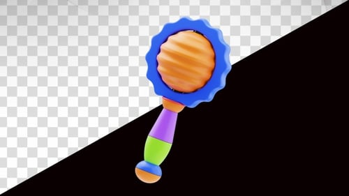 3D Animation of Toy Rattle on Alpha Channel