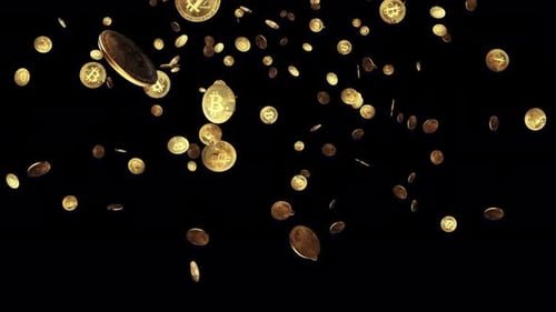 4K 3D Cryptocurrency bitcoin trade concept. Bitcoin virtual currency symbol of the stock market.