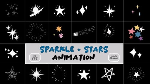 Hand Drawn Animated Stars and Sparkles Elements Pack