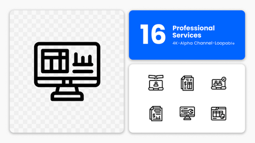 Flat Design Animated Line Icons for Business and Technology