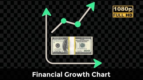 Animated Financial Growth Graph with US Dollar Stack