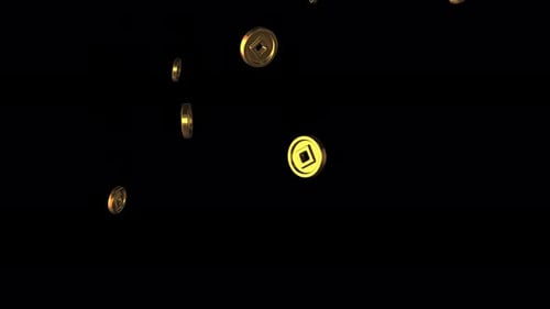 Seamless Loop of Falling Golden Chinese Coins
