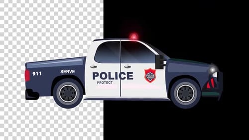 Coche de policía conduciendo por Alpha Channel
