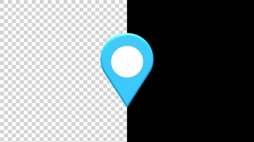 Animated Blue 3D Location Pin Icon Rotating