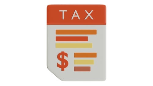 3D Tax Document Icon with Dollar Symbol for Financial and Business Concepts