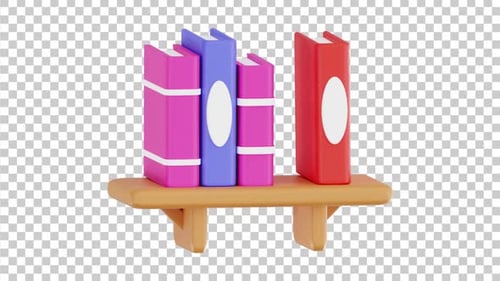 3D Animated Bookshelf | Alpha Channel