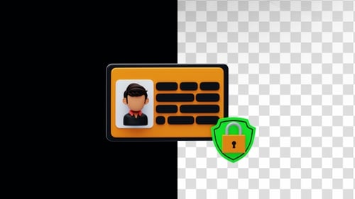 3D Animation of Profile privacy icon with secure identity shield