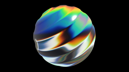 Abstract Object Sphere Circle Twist Metal Steel Glossy Reflection Chrome Holographic Hologram Trance