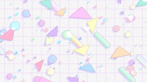 Playful Pastel Geometric Shapes Animated Grid Background