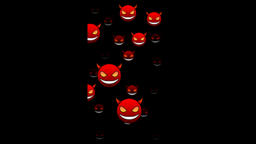 Vertical video halloween devil emoji particles loop animation background