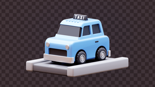 Animação 3D de ícones de carros de táxi