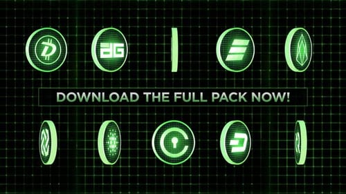 Futuristic 3D Animated Digital Cryptocurrency Icons Pack