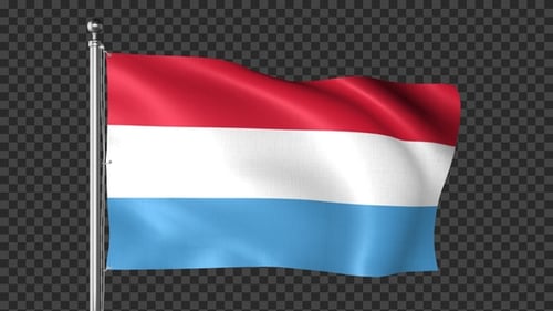 Luxembourg National Flag Waving with Alpha Channel