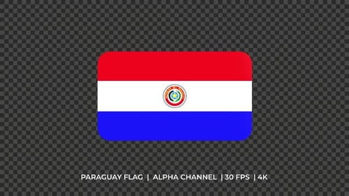 Animated 3D Paraguay Flag Waving with Alpha Channel