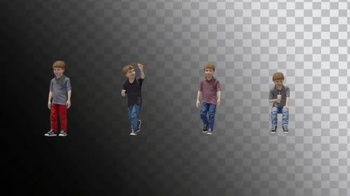 Animated 3D Young Boy Character Poses Pack