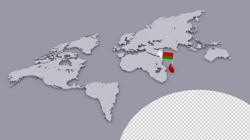 Global Map Animation Highlighting Madagascar With National Flag