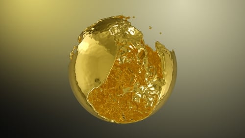 Golden Fluid Sphere Reveal Animation
