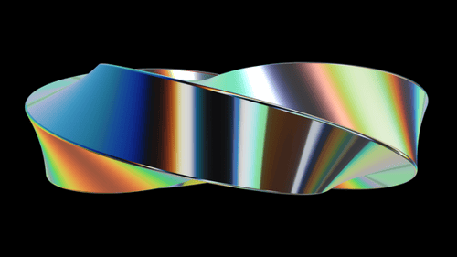 Abstract Object Torus Circle Twist Metal Steel Glossy Reflection Chrome Holographic Hologram Trance