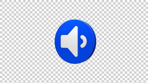 Looping 3D Blue Volume Speaker Icon Animation