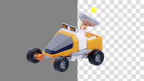 3D Animation of Space exploration cars help astronauts | Alpha Channel