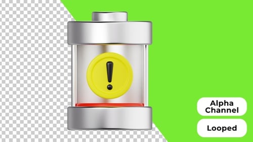 3D Animated Low Battery | Alpha Channel