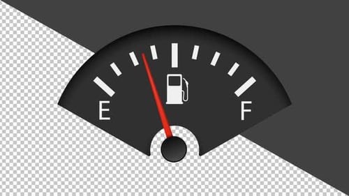 Animated Fuel Gauge Indicator from Full to Empty