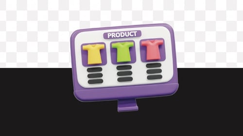 3D Animated Monitor Icon Displaying Products for E-commerce