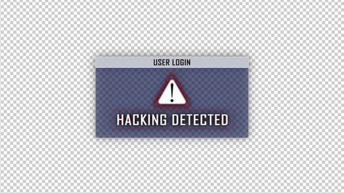 HACKING DETECTED User Login Interface on Alpha Channel, Loop