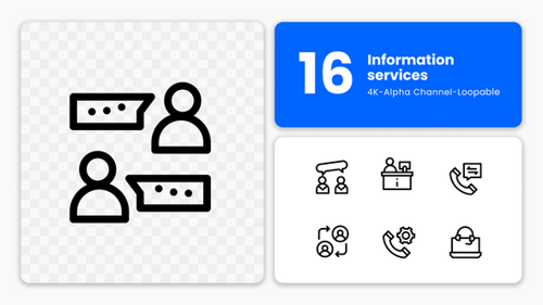 Customer Support & Info Center Animated Line Icons – Loopable 4K Set