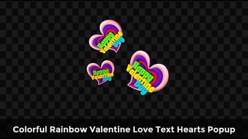 Colorful Rainbow Valentine Love Text Hearts Popup