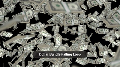 Dollar Bundle Falling - Transparent Alpha Loop