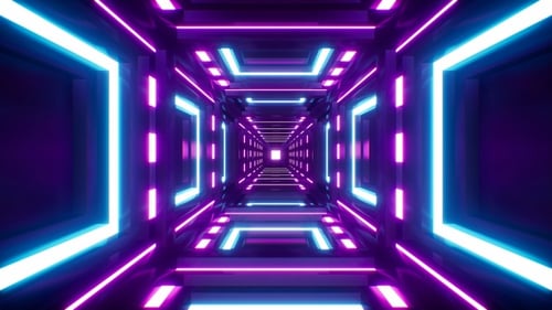 Shiny Neon Light Tunnel Passage Vj Loop