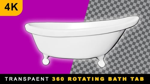 Stylish Ceramic Bath Tub 360 Rotating Loop On Transparent Background