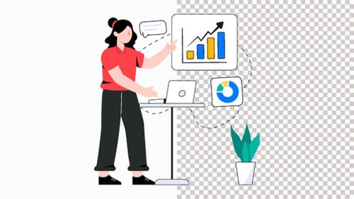 Flat Design Analytics Presentation with Growth Charts