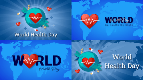 World Health Day Global Medical Awareness Animation with Heartbeat and World Map