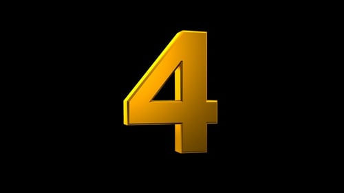 Metallic Golden 3D Number Four Rotating Animation
