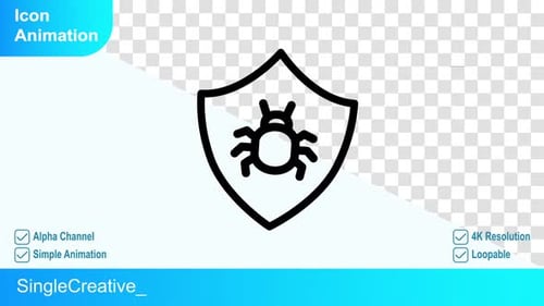 Animated Bug Protection Shield Outline Icon