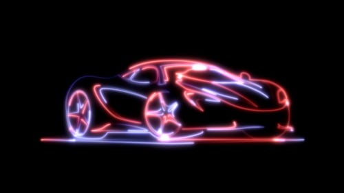 16 abstract neon glow concept car logos looped